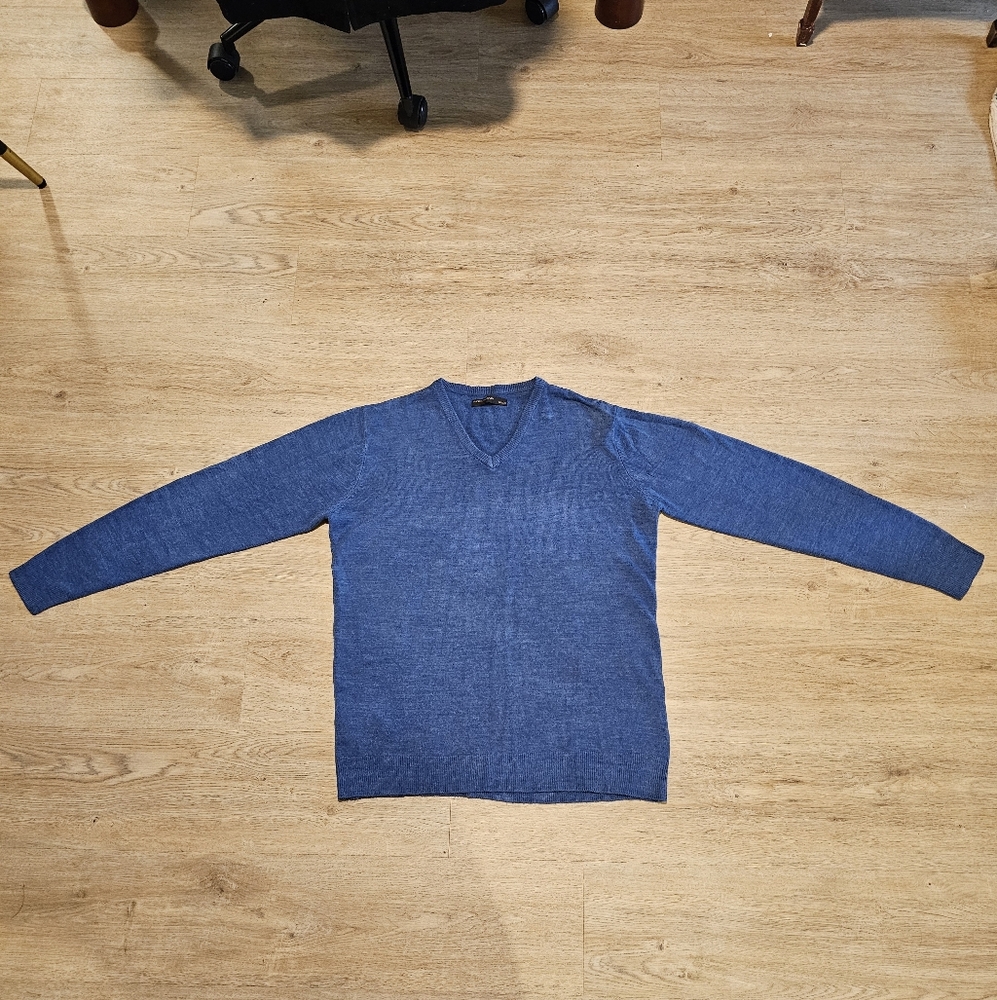 Men's Blue V-Neck Sweater